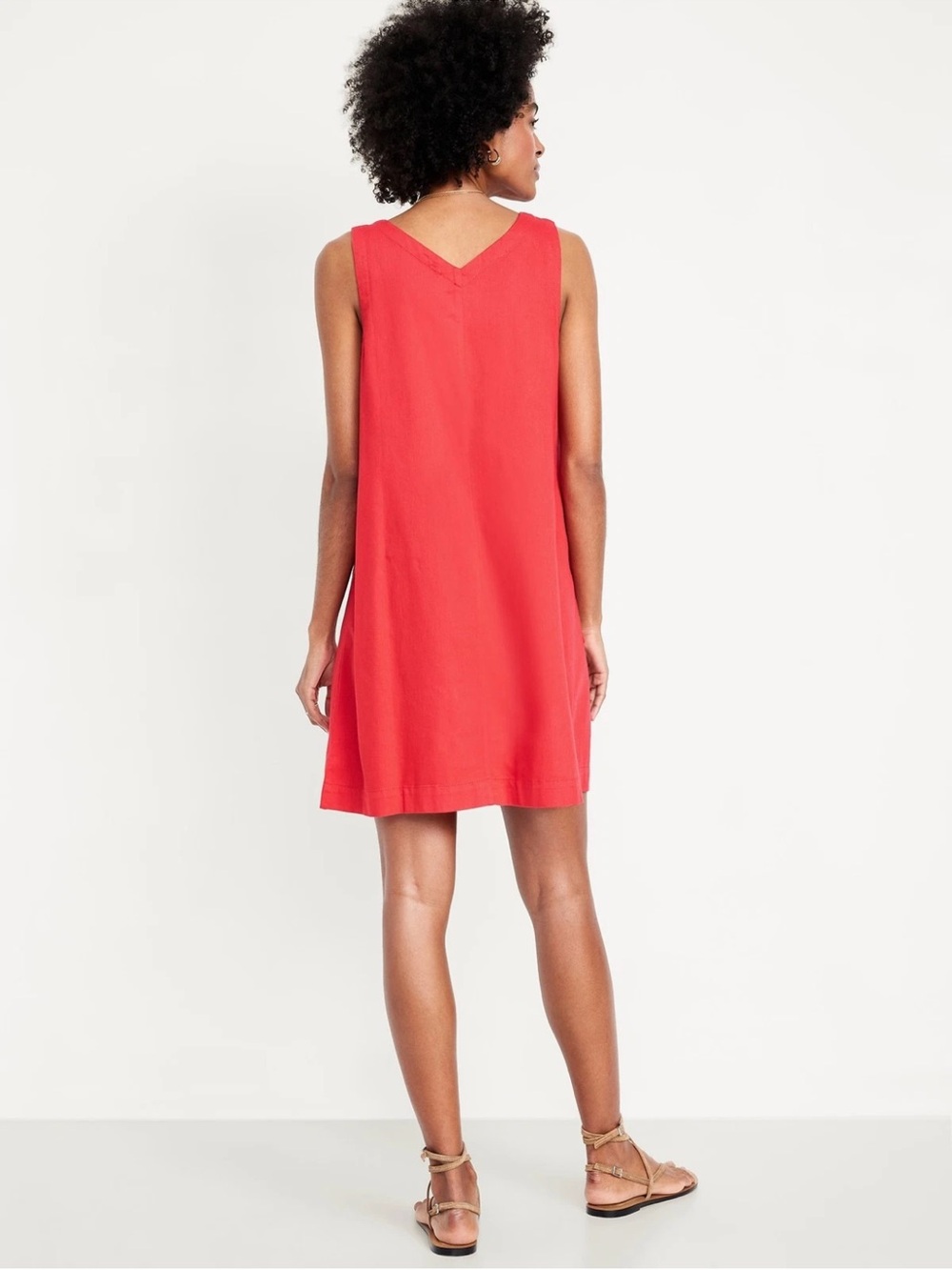 NWT Red Button-Front Cotton Sleeveless Shift Dress - Picture 2 of 3
